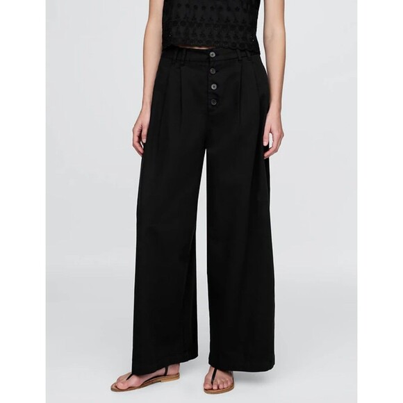 New Gap x Doen Pants Size 6 Trousers High Rise Pleated Wide Leg 30"x28" Cotton - Picture 2 of 13